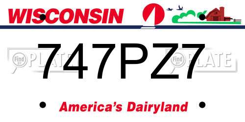 747PZ7 Wisconsin License Plate