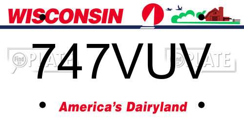 747VUV Wisconsin License Plate
