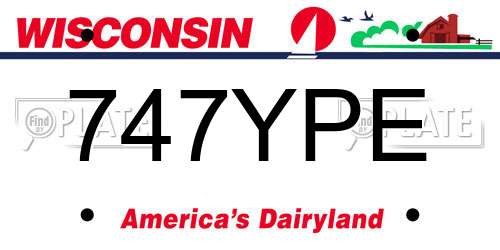 747YPE Wisconsin License Plate