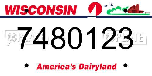 7480123 Wisconsin License Plate