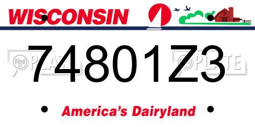 74801Z3 Wisconsin License Plate
