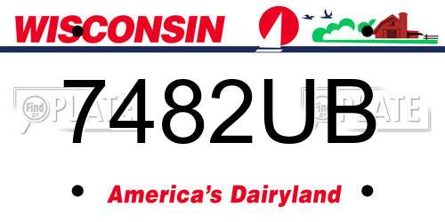 7482UB Wisconsin License Plate