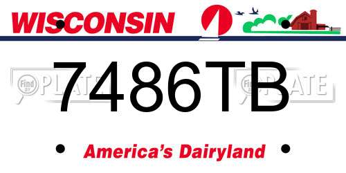 7486TB Wisconsin License Plate