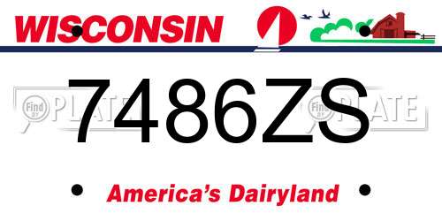 7486ZS Wisconsin License Plate