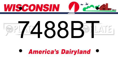 7488BT Wisconsin License Plate