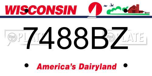7488BZ Wisconsin License Plate