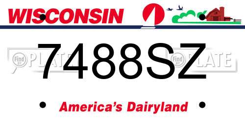 7488SZ Wisconsin License Plate