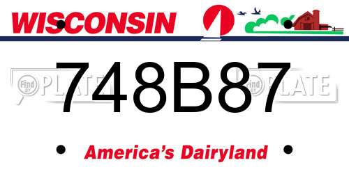 748B87 Wisconsin License Plate