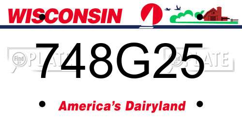 748G25 Wisconsin License Plate