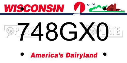 748GX0 Wisconsin License Plate