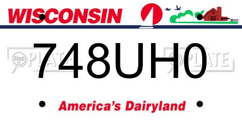 748UH0 Wisconsin License Plate