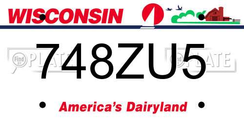 748ZU5 Wisconsin License Plate