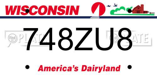 748ZU8 Wisconsin License Plate