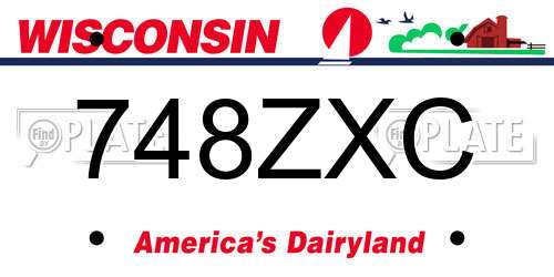 748ZXC Wisconsin License Plate
