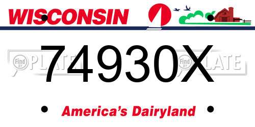 74930X Wisconsin License Plate