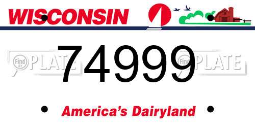 74999 Wisconsin License Plate