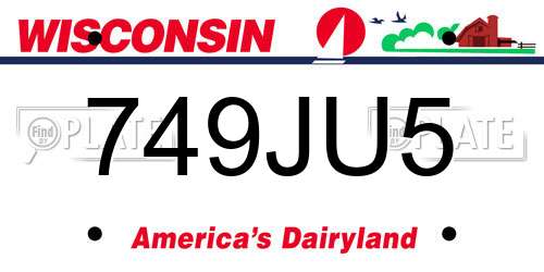 749JU5 Wisconsin License Plate