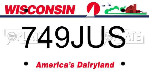 749JUS Wisconsin License Plate