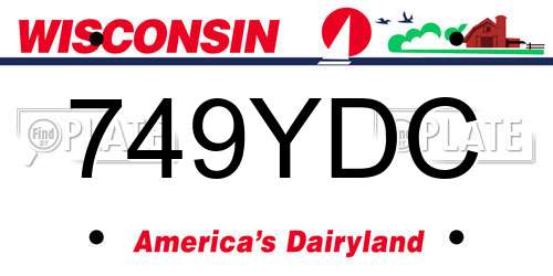 749YDC Wisconsin License Plate