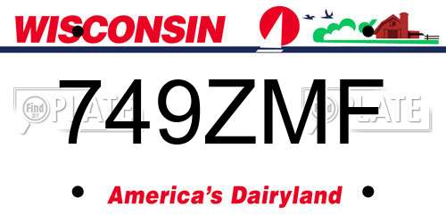 749ZMF Wisconsin License Plate