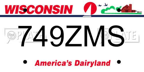 749ZMS Wisconsin License Plate