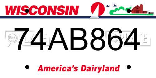 74AB864 Wisconsin License Plate