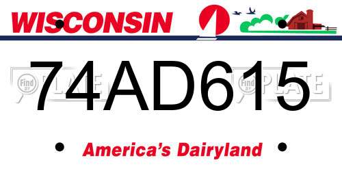 74AD615 Wisconsin License Plate