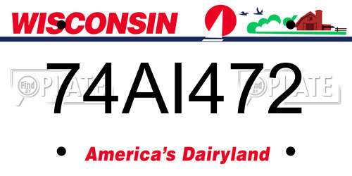 74AI472 Wisconsin License Plate