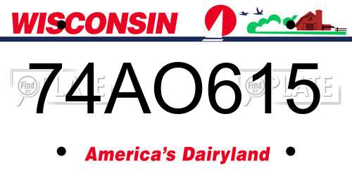 74AO615 Wisconsin License Plate