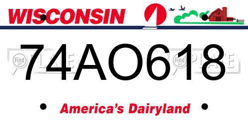 74AO618 Wisconsin License Plate