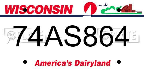 74AS864 Wisconsin License Plate