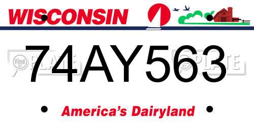 74AY563 Wisconsin License Plate