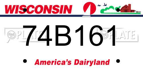74B161 Wisconsin License Plate