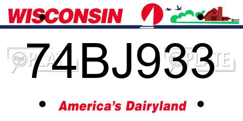 74BJ933 Wisconsin License Plate