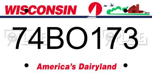 74BO173 Wisconsin License Plate