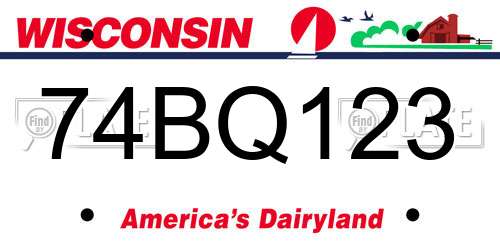 74BQ123 Wisconsin License Plate