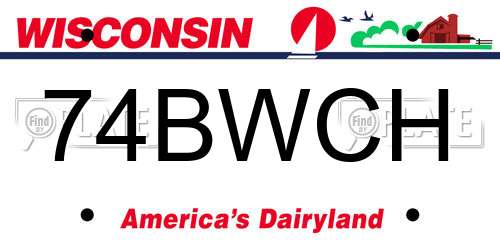 74BWCH Wisconsin License Plate