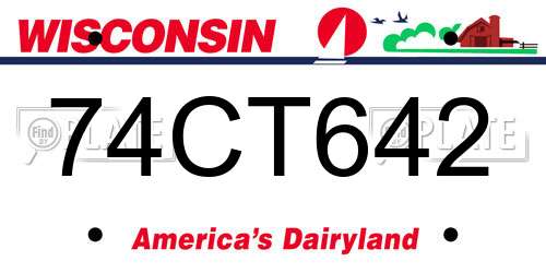 74CT642 Wisconsin License Plate