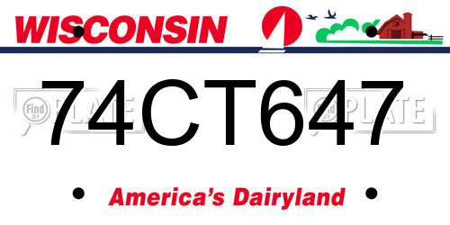 74CT647 Wisconsin License Plate