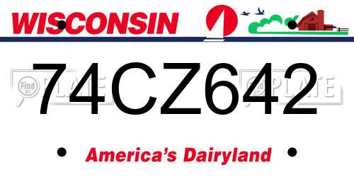 74CZ642 Wisconsin License Plate