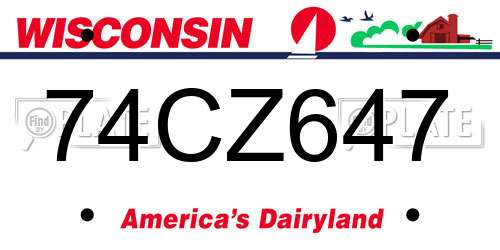 74CZ647 Wisconsin License Plate