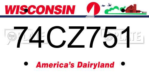 74CZ751 Wisconsin License Plate