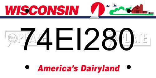 74EI280 Wisconsin License Plate