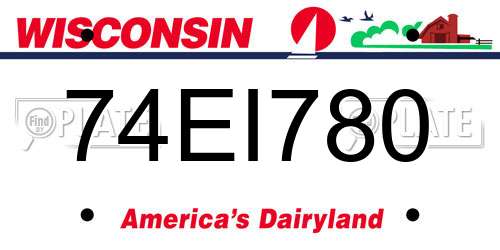 74EI780 Wisconsin License Plate