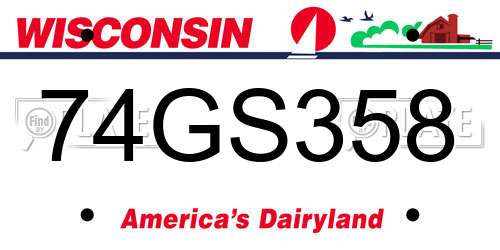 74GS358 Wisconsin License Plate