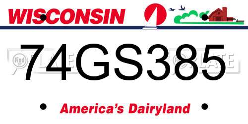 74GS385 Wisconsin License Plate