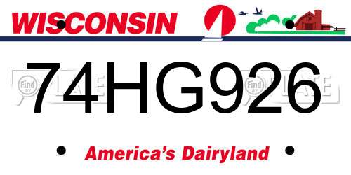 74HG926 Wisconsin License Plate