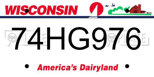 74HG976 Wisconsin License Plate