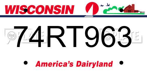 74RT963 Wisconsin License Plate