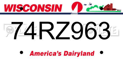 74RZ963 Wisconsin License Plate